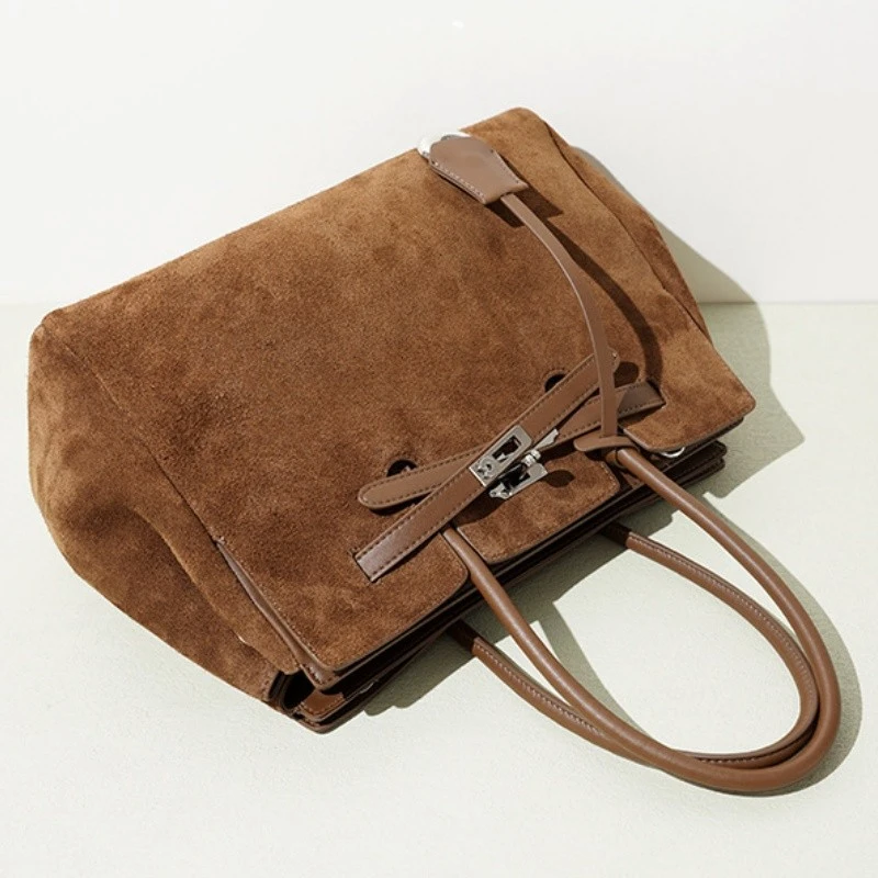 Brown Suede Handbag Satchel Bag high quality