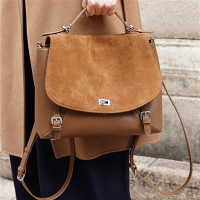 Bolso satchel grande de piel marrón oscuro
